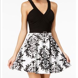 Juniors' Flocked Fit & Flare Dress